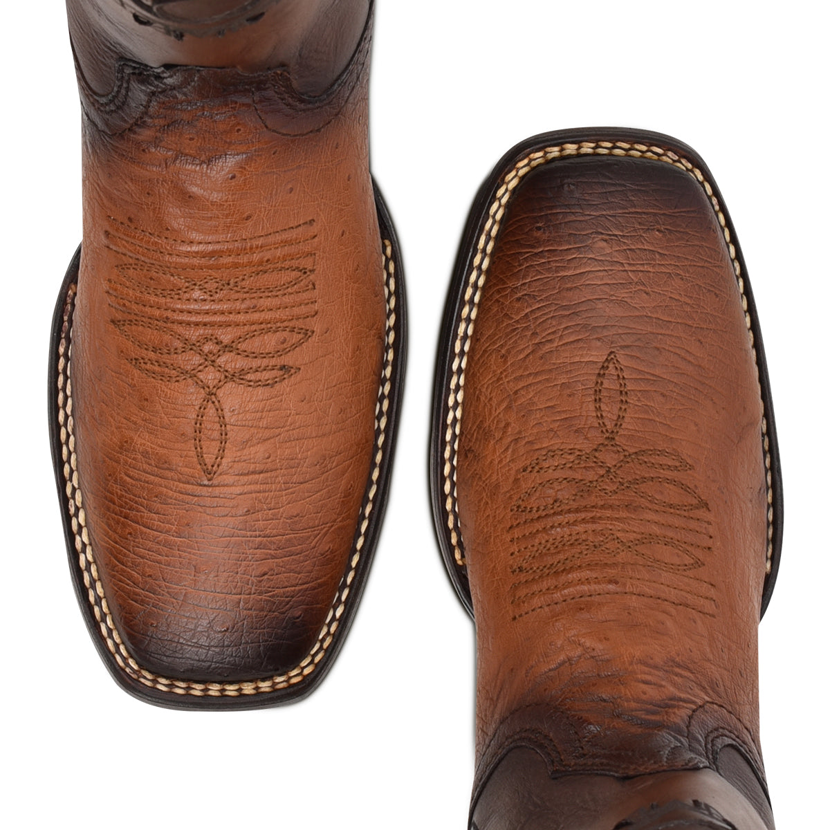 Flame Honey Ostrich Laser & Woven Square Toe
