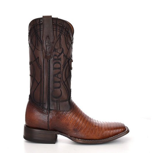 Antique Honey Lizard Teju Laser & Embroidery Square Toe