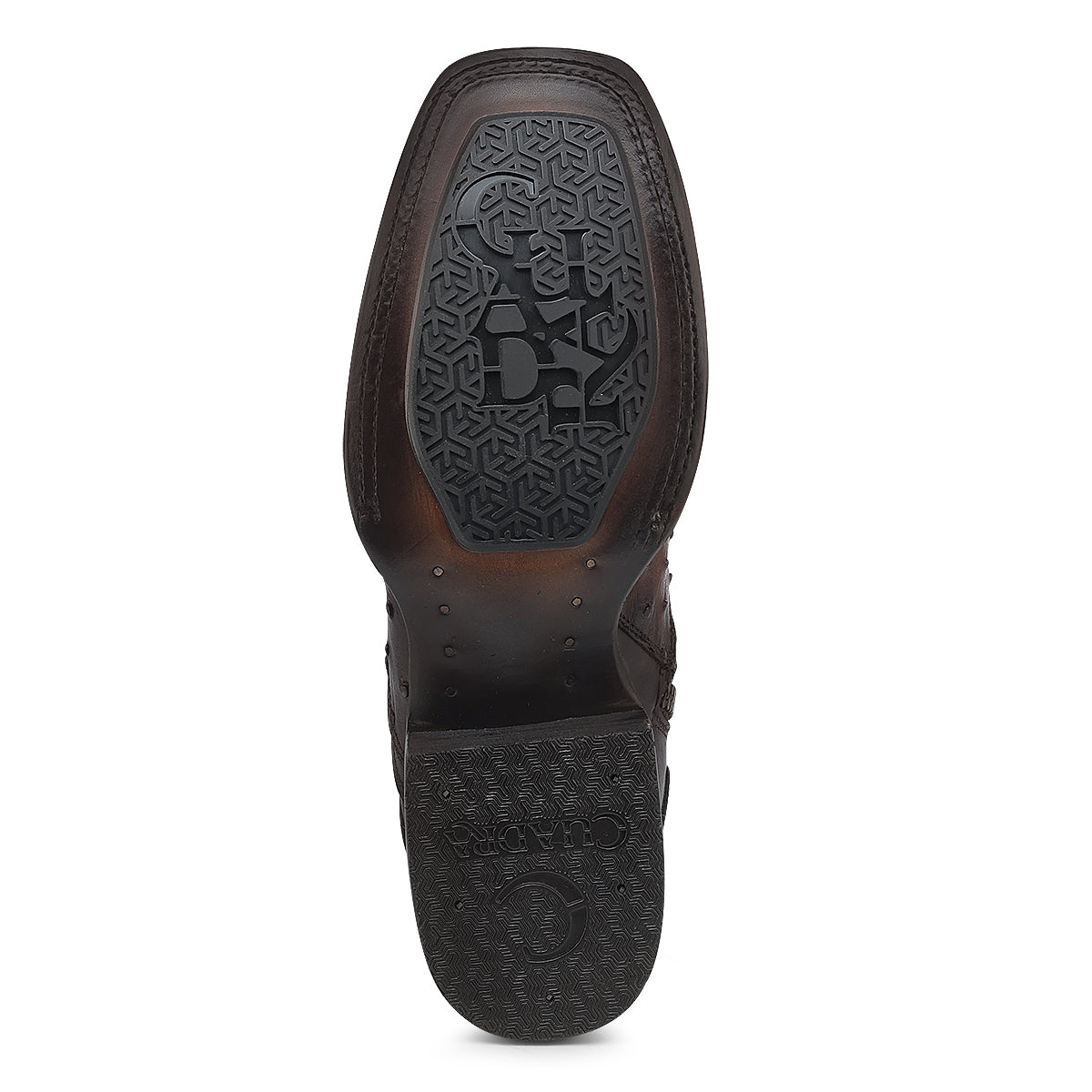 Brown Ostrich Zipper & Elastic Square Toe