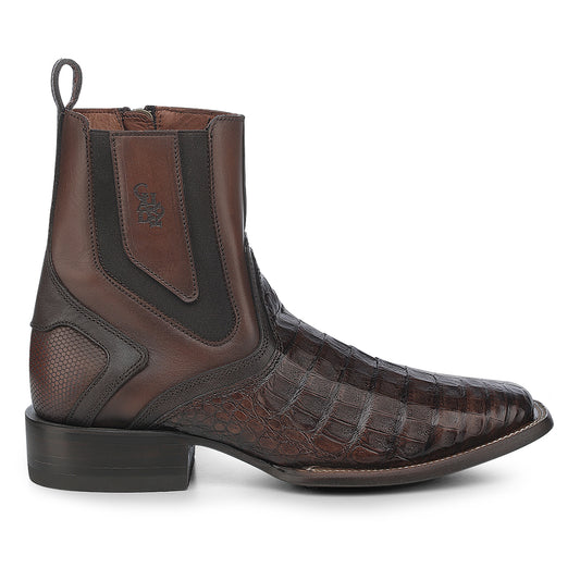 Brown Caiman Zipper & Elastic