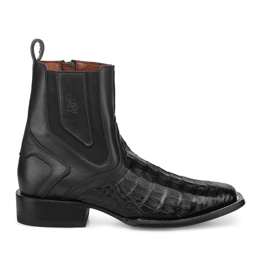 Cuadra Black Caiman Zipper & Elastic Square Toe CU891