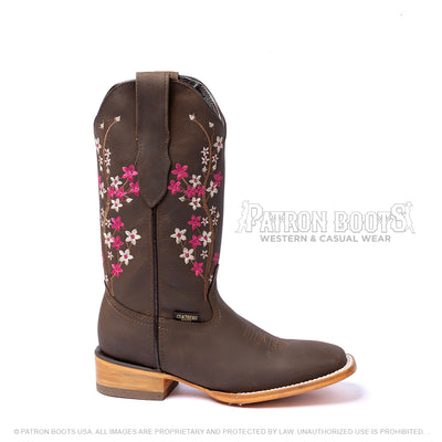 Cuatrero Boots Dama Texas Cherry Blossom Choco