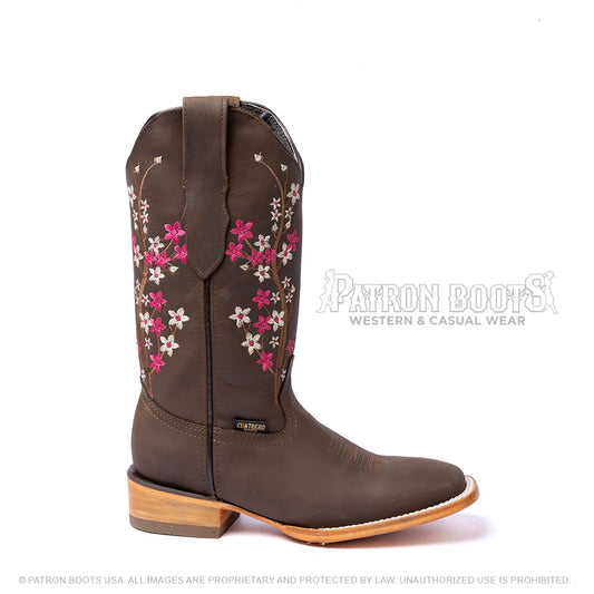 Cuatrero Boots Dama Texas Cherry Blossom Choco