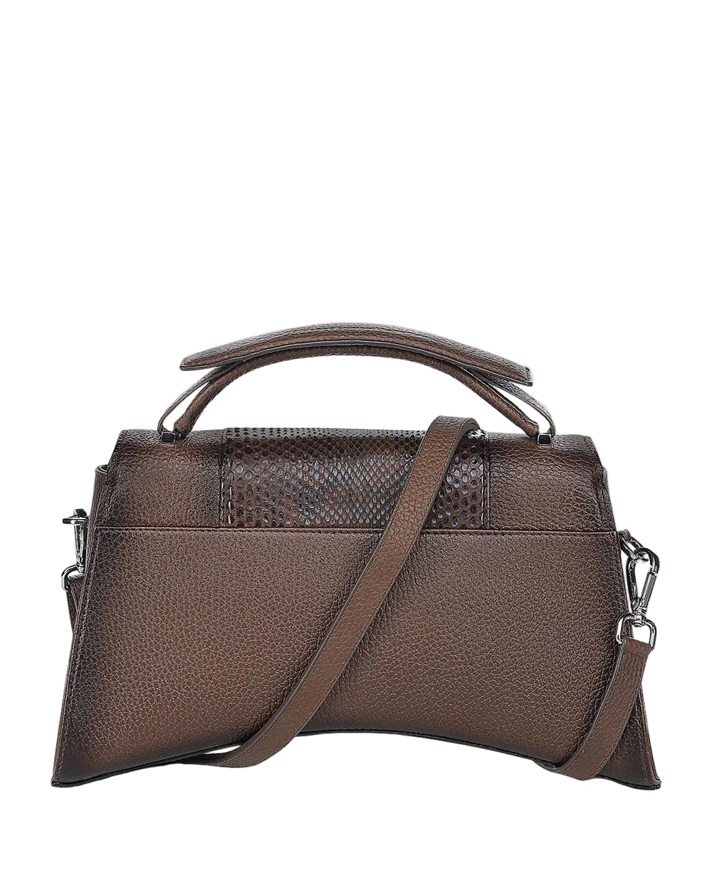 Brown Python Top Handle Handbag