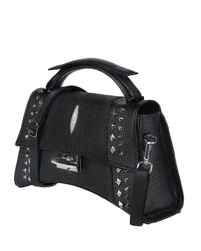 Black Stingray Top Handle Handbag
