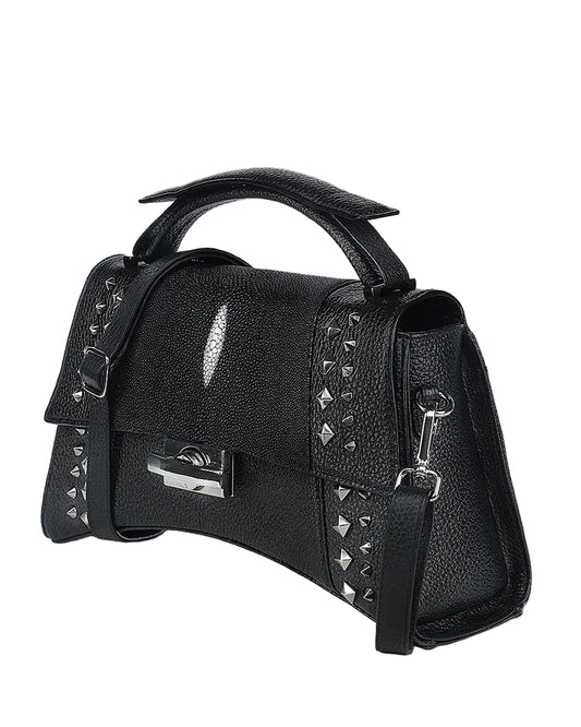 Black Stingray Top Handle Handbag