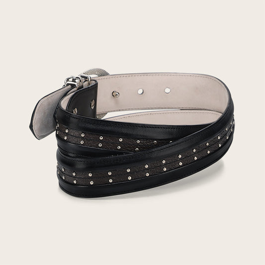 Cuadra Python Black Studs Belt BC443