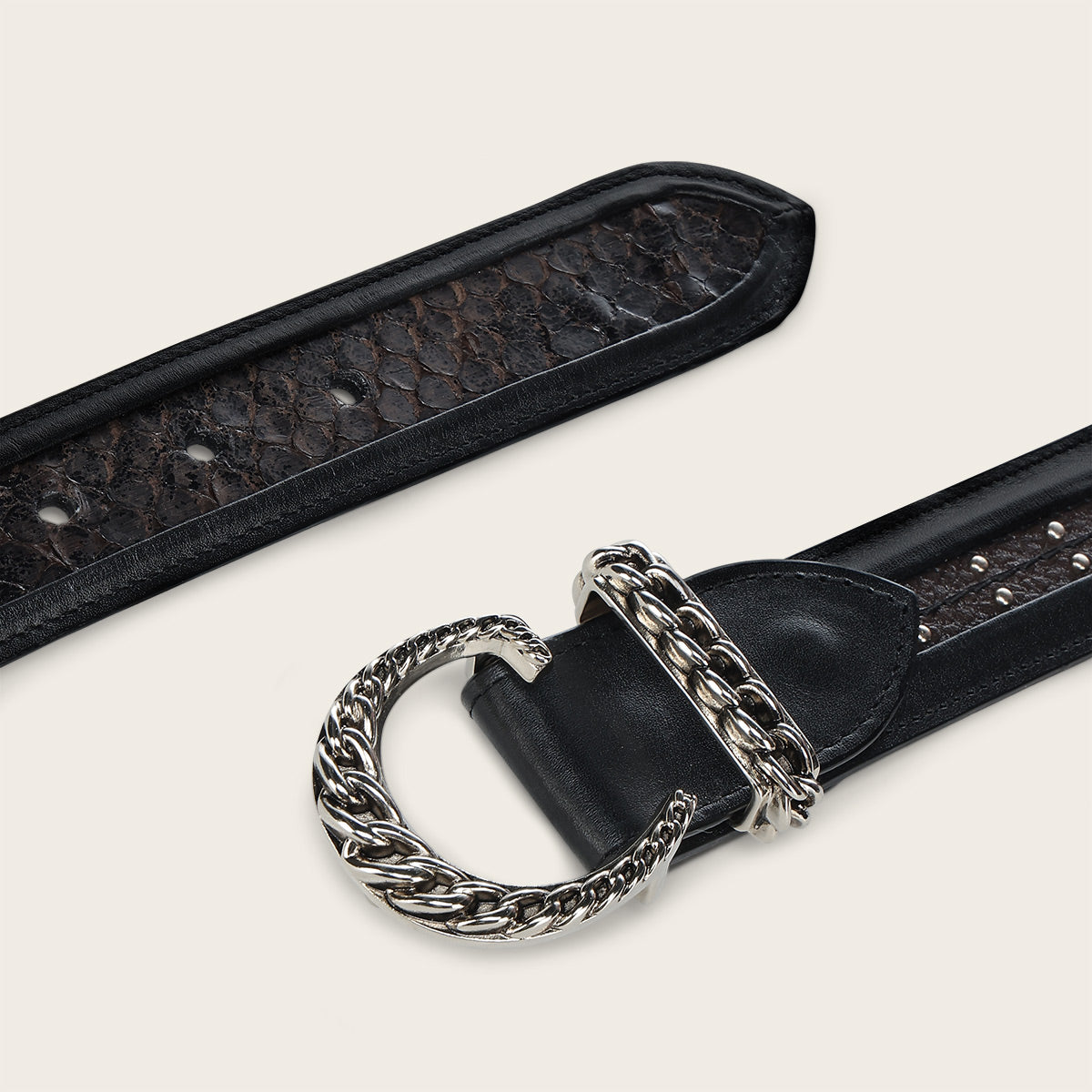 Cuadra Python Black Studs Belt BC443