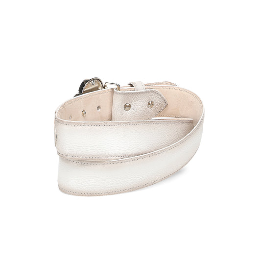 Cuadra White Cowhide Laser Belt BC470