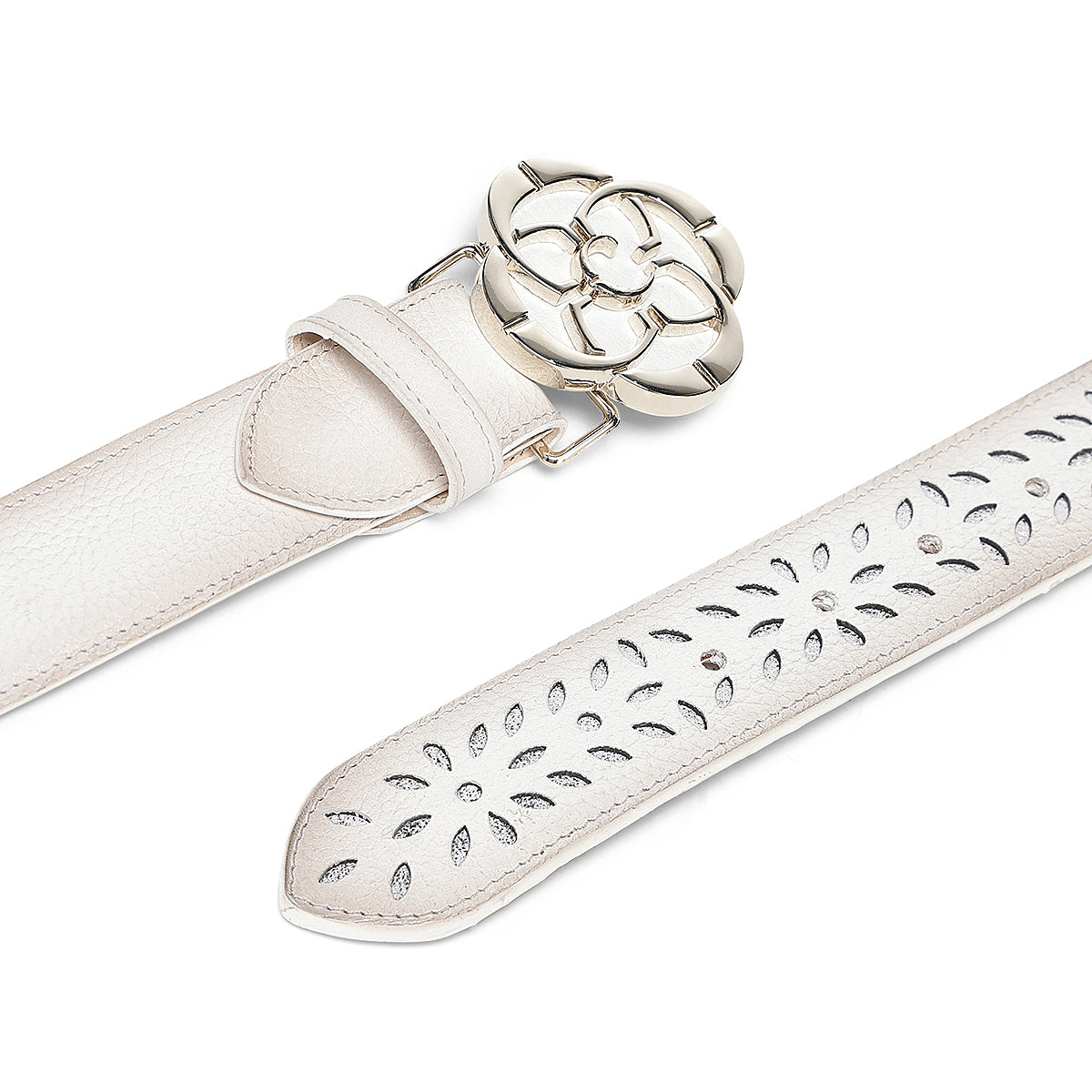 Cuadra White Cowhide Laser Belt BC470