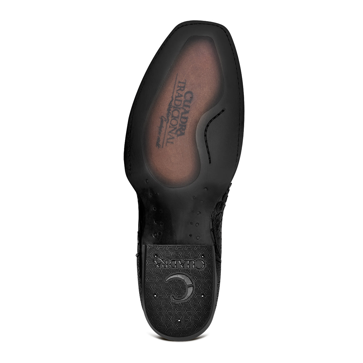 Cuadra Black Python Laser Embroidery Square Toe CU553