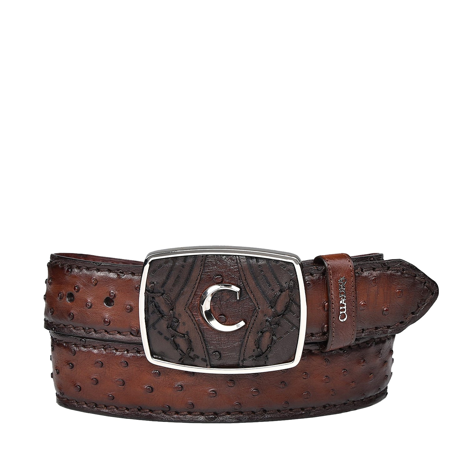 Brown Moroni Chestnut Ostrich Laser Belt