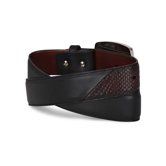 Black Cherry Phyton Exotic Strip Belt