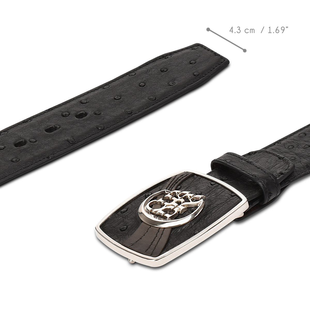 Cuadra Ostrich Black Belt BC306
