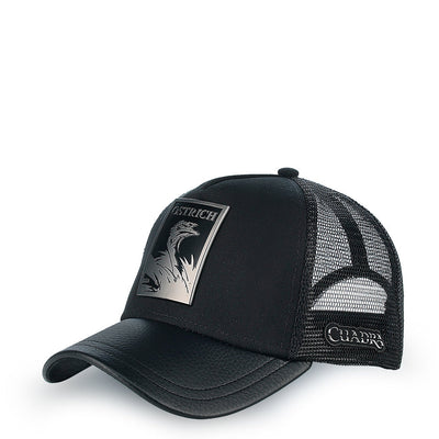 Cuadra Black Ostrich Cap CC116