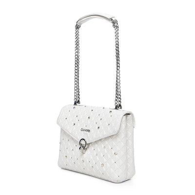 CUADRA- LD WHITE CRYSTALS & STUDS & ZIP- DU732