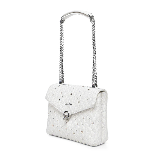 CUADRA- LD WHITE CRYSTALS & STUDS & ZIP- DU732