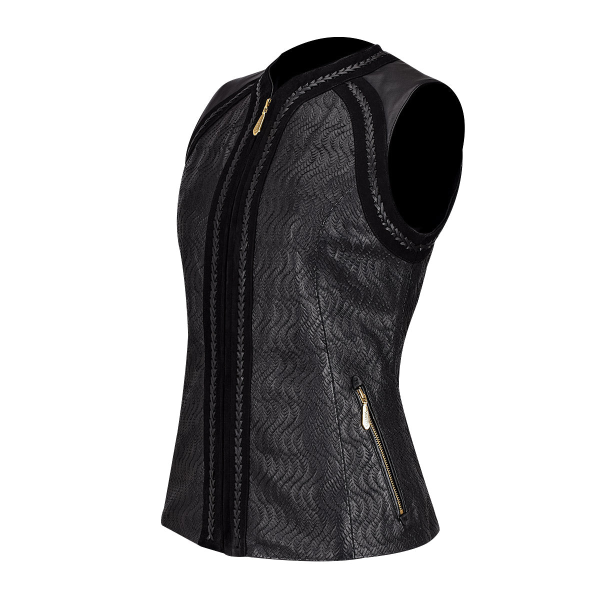 CUADRA-JC173 LD BLACK NATURAL WOVEN VEST