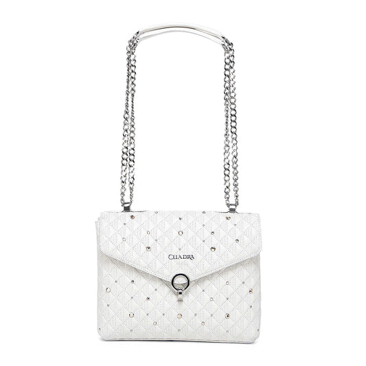 CUADRA- LD WHITE CRYSTALS & STUDS & ZIP- DU732