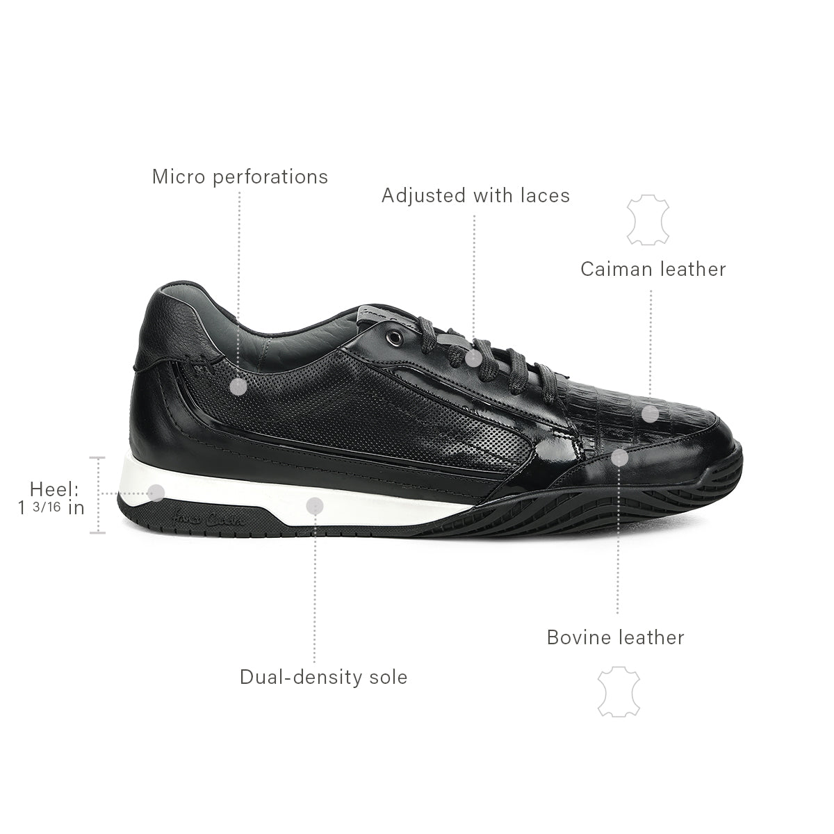 Franco Cuadra Black Alligator Sneakers FF382