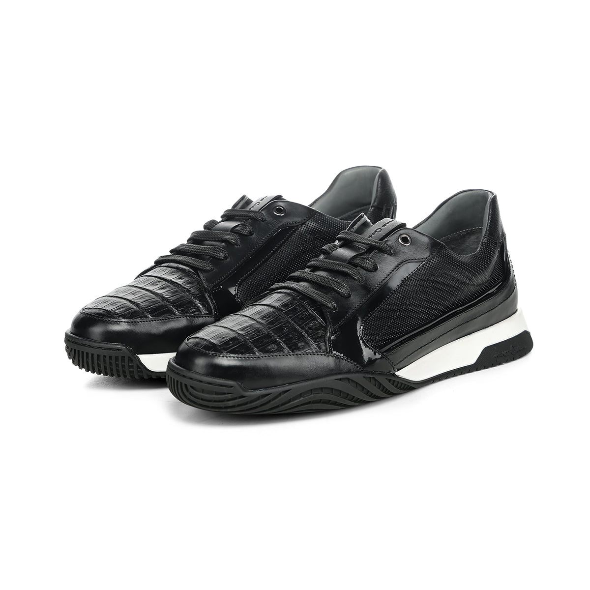 Franco Cuadra Black Alligator Sneakers FF382