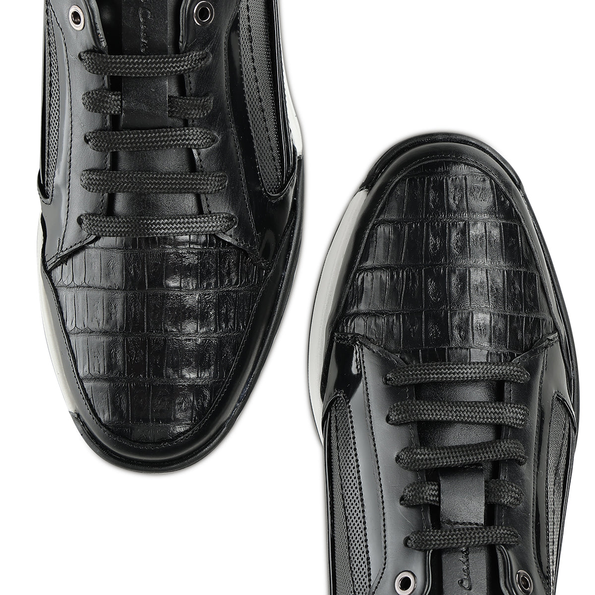 Franco Cuadra Black Alligator Sneakers FF382