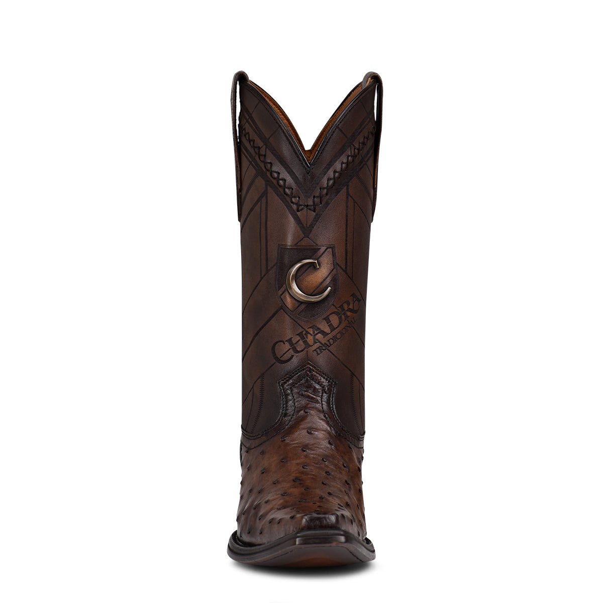 Arauco Chocolate Ostrich Laser & Woven Narrow Square Toe