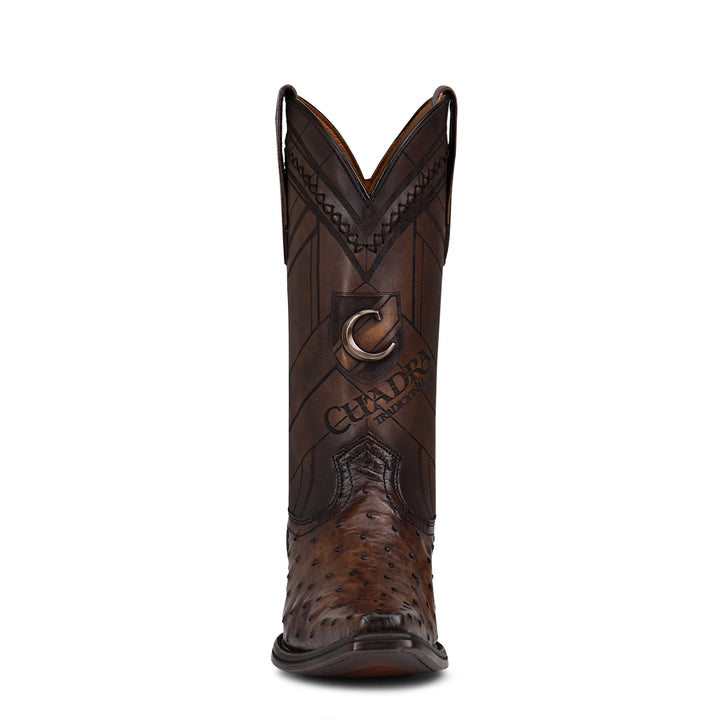 Arauco Chocolate Ostrich Laser & Woven Narrow Square Toe