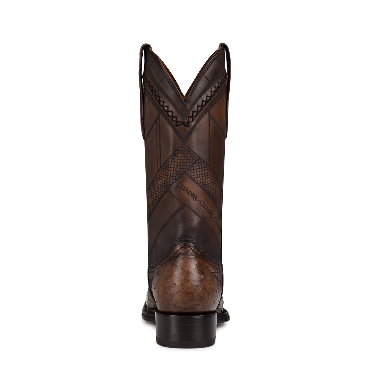 Arauco Chocolate Ostrich Laser & Woven Narrow Square Toe