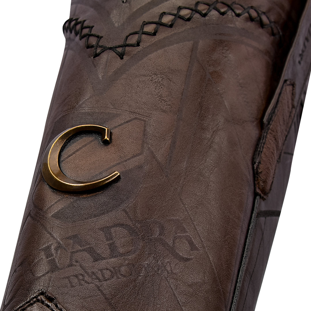 Arauco Chocolate Ostrich Laser & Woven Narrow Square Toe