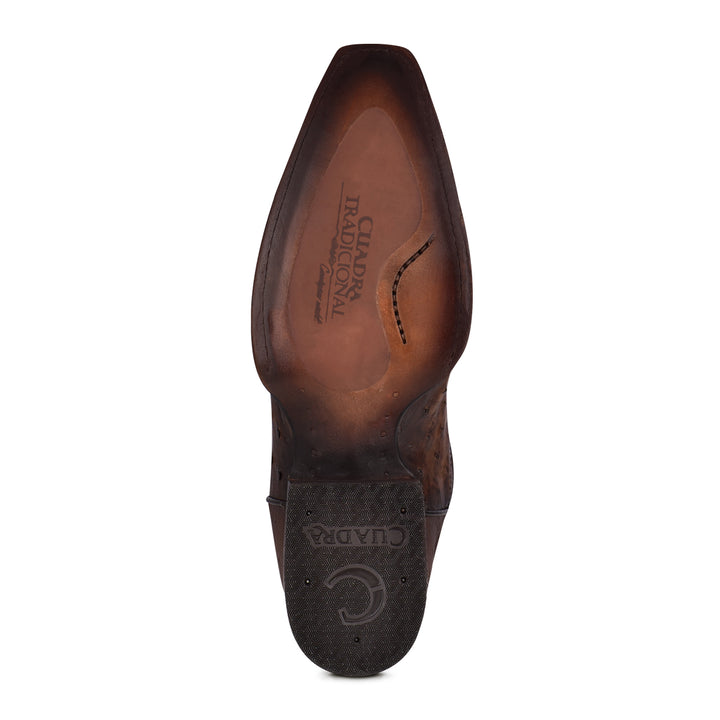Arauco Chocolate Ostrich Laser & Woven Narrow Square Toe