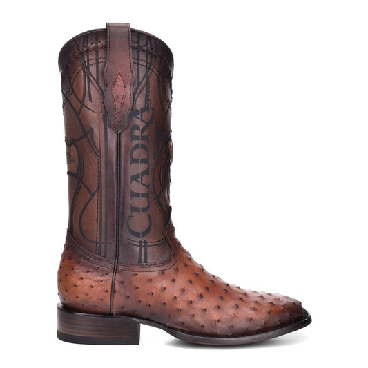 Cuadra Brown Ostrich Laser Embroidery SQ Toe CU418