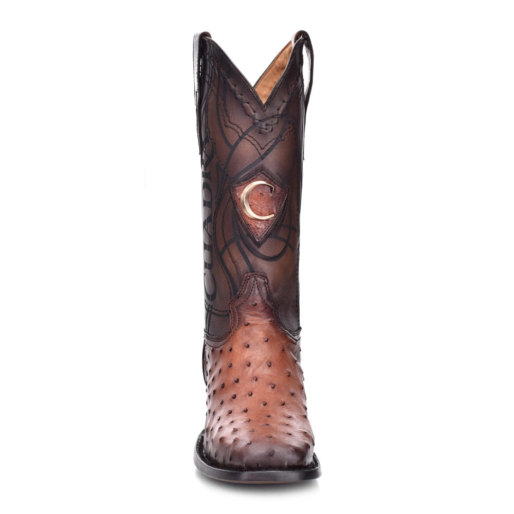 Cuadra Brown Ostrich Laser Embroidery SQ Toe CU418