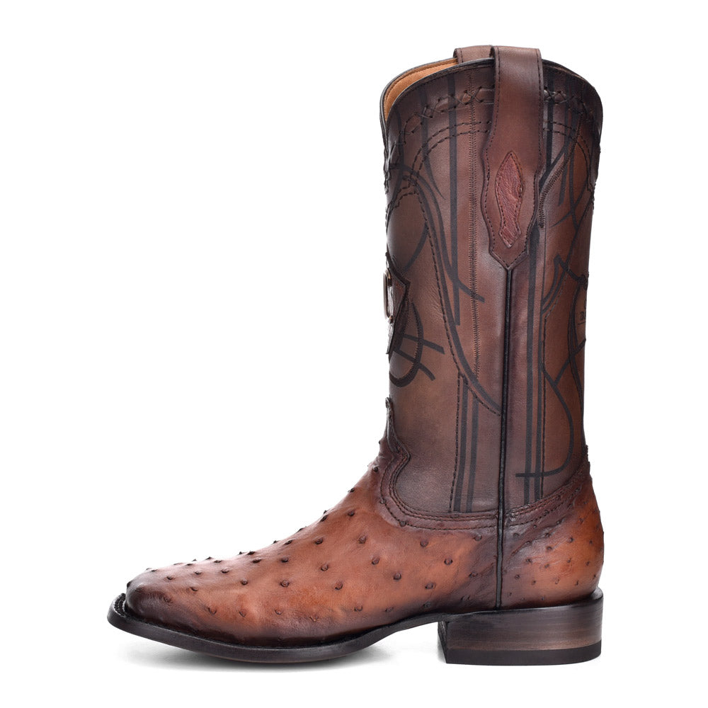 Cuadra Brown Ostrich Laser Embroidery SQ Toe CU418