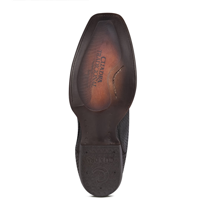 Plunge Black Python Laser & Embroidery Narrow Square Toe