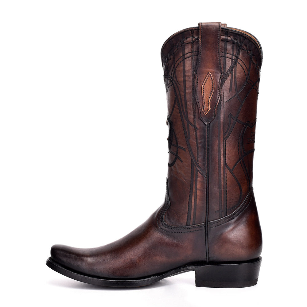 Over Chestnut Laser & Embroidery Narrow Square Toe