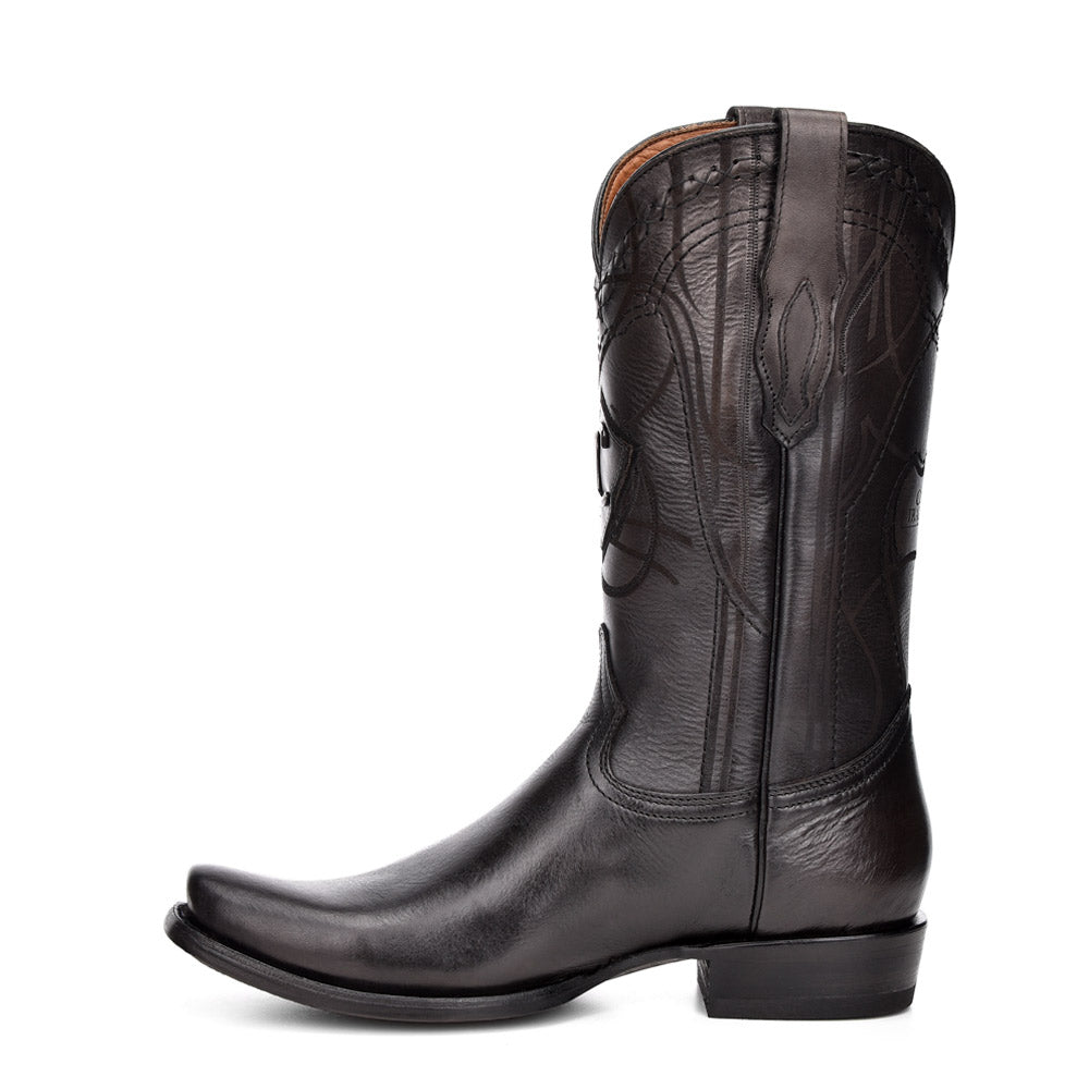 Cuadra Black Laser Woven & Embroidery Narrow Toe CU408