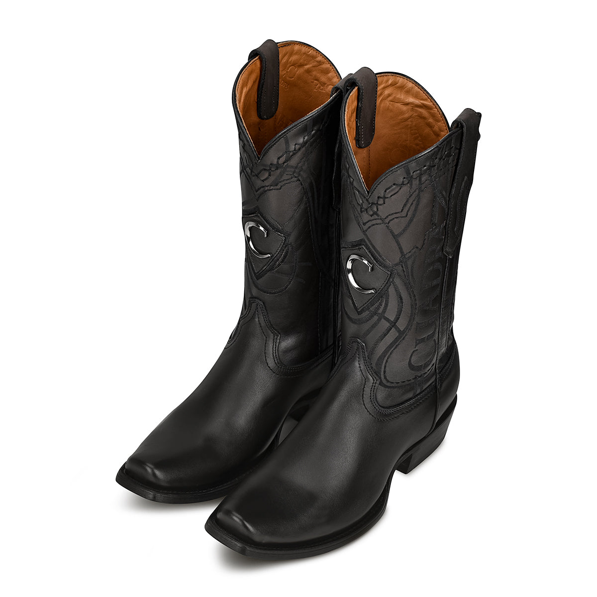 Cuadra Black Laser Woven & Embroidery Narrow Toe CU408