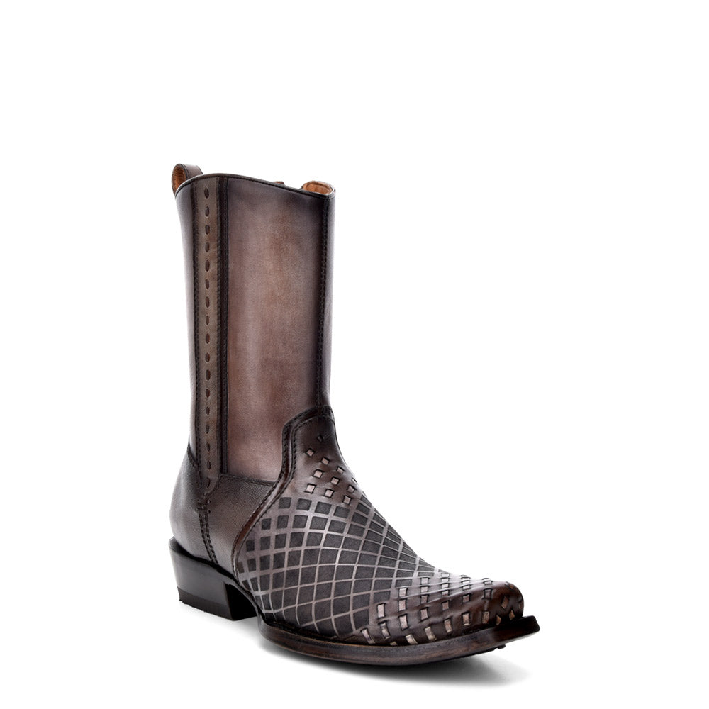 Over Light Black Laser & Woven Narrow Square Toe