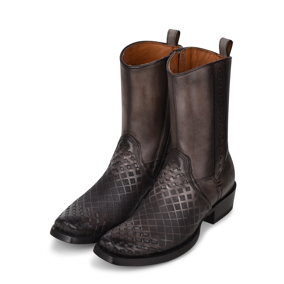 Over Light Black Laser & Woven Narrow Square Toe