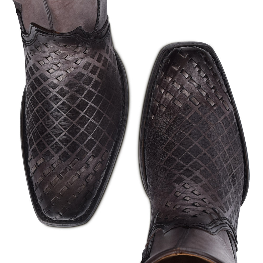 Over Light Black Laser & Woven Narrow Square Toe
