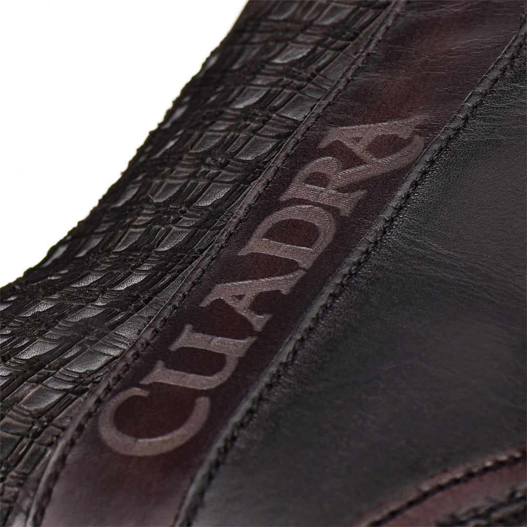 Lisboa Black Python Laser & Woven Zipper Narrow Square Toe