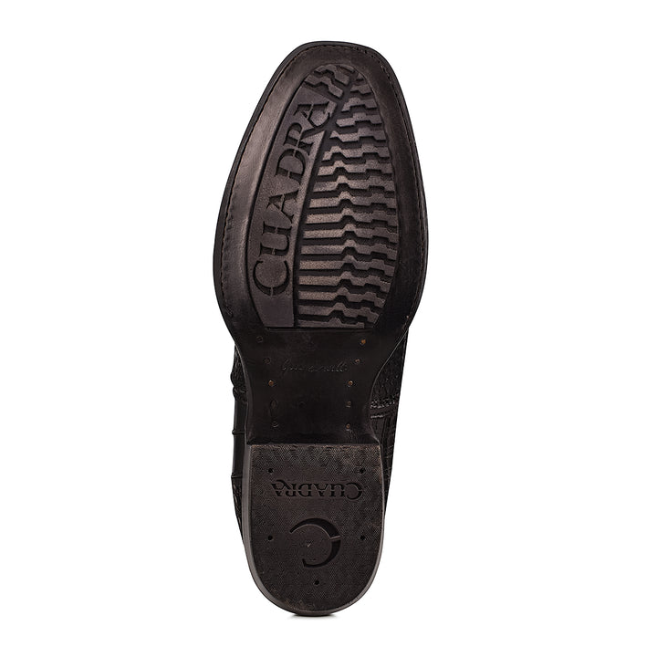 Lisboa Black Python Laser & Woven Zipper Narrow Square Toe