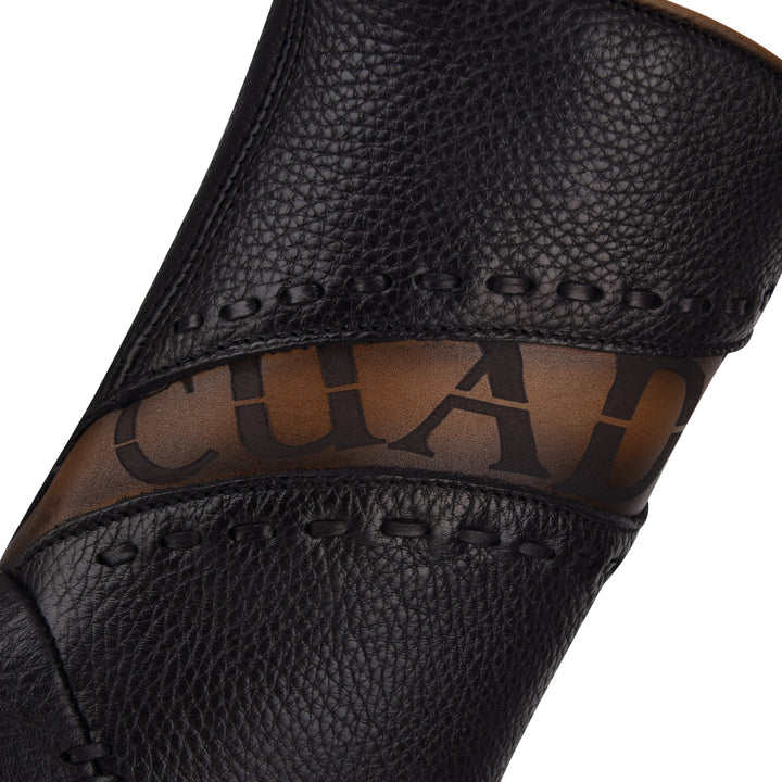 Viena Black & Woven & Zipper Narrow Square Toe