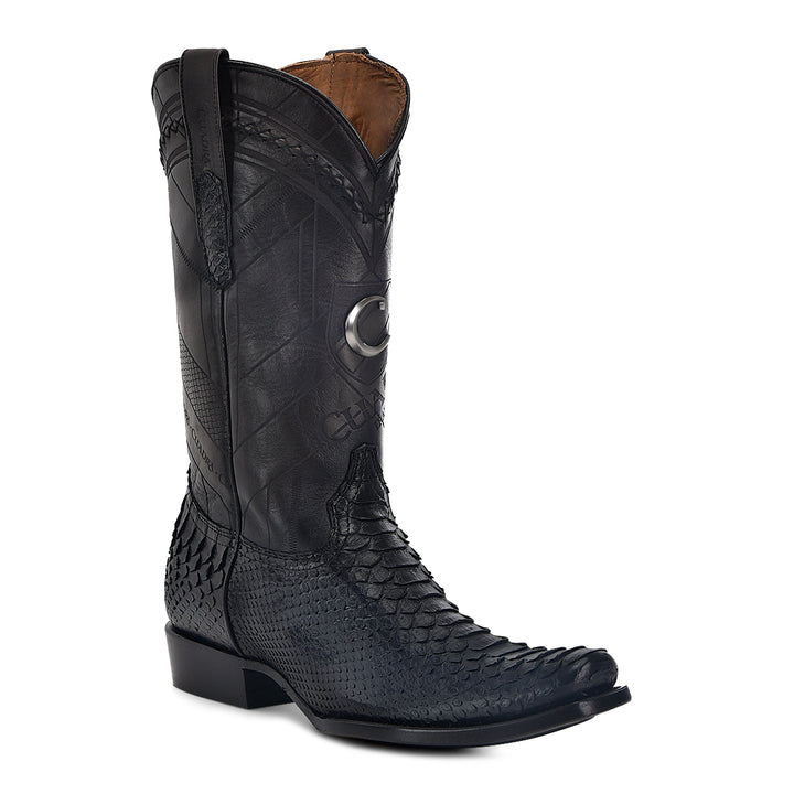 Lisboa Blue Python Laser & Woven Narrow Square Toe