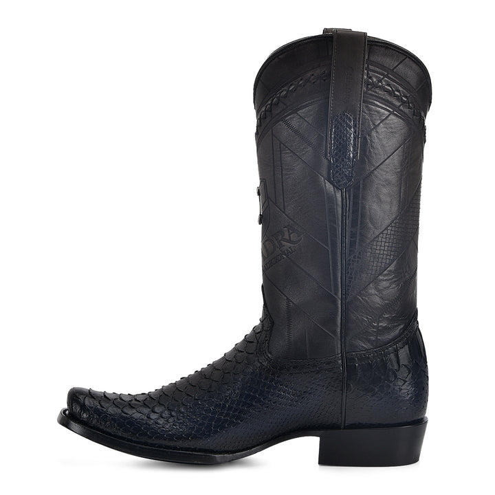Lisboa Blue Python Laser & Woven Narrow Square Toe