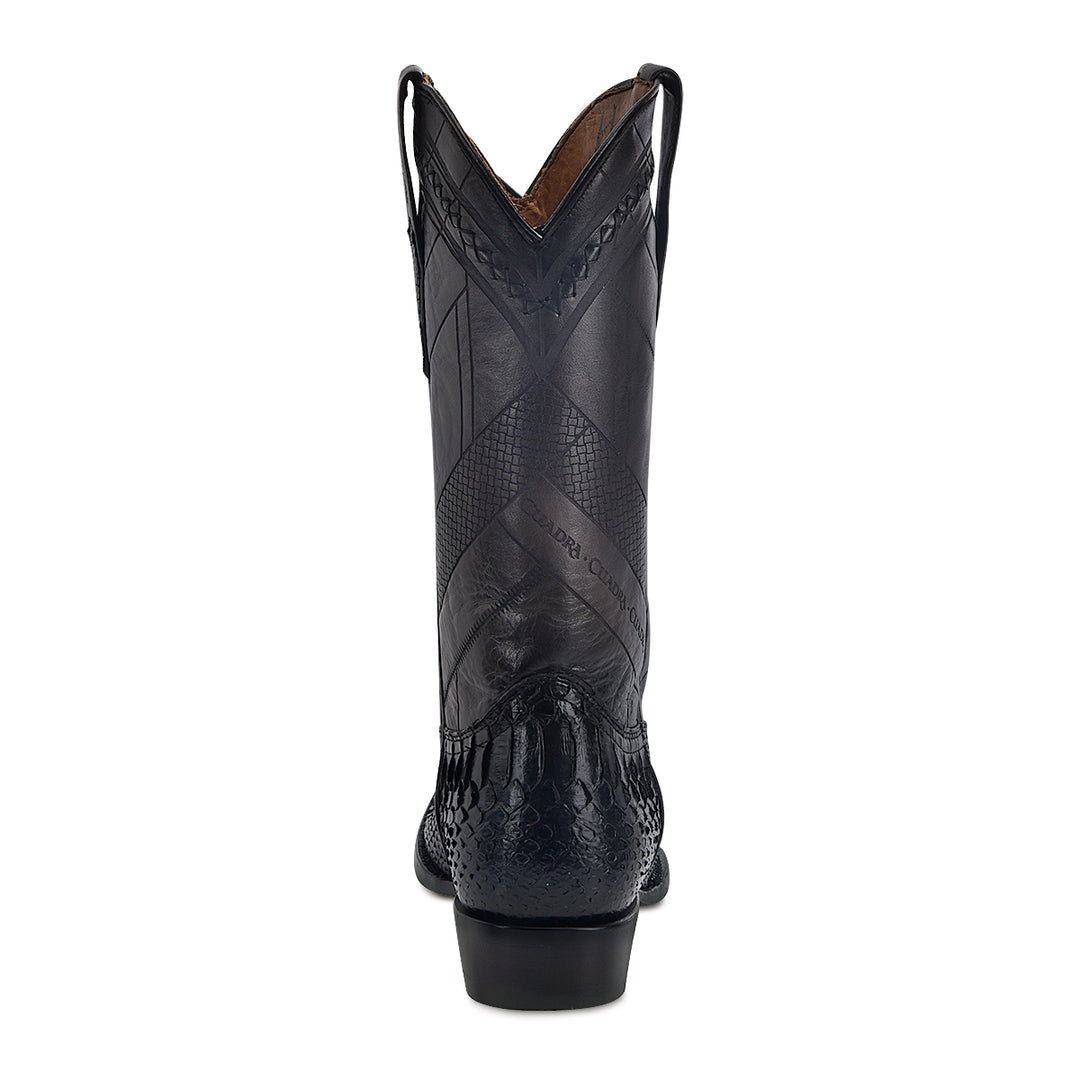Lisboa Blue Python Laser & Woven Narrow Square Toe