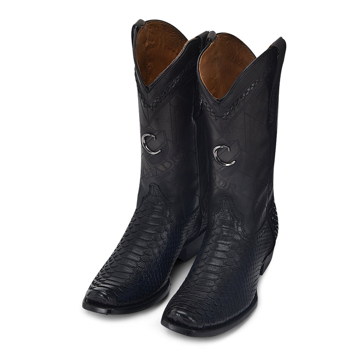 Lisboa Blue Python Laser & Woven Narrow Square Toe