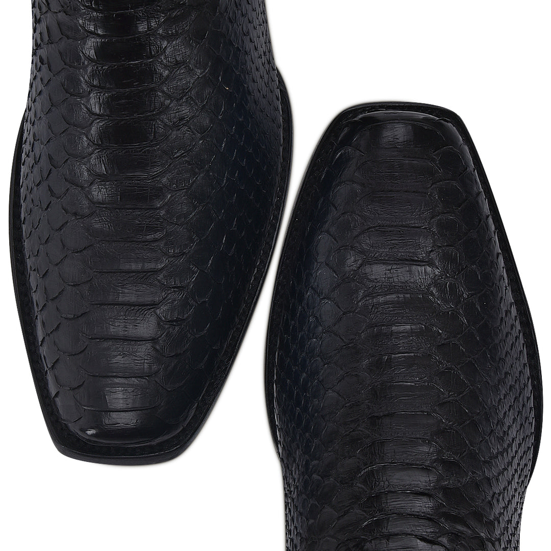 Lisboa Blue Python Laser & Woven Narrow Square Toe