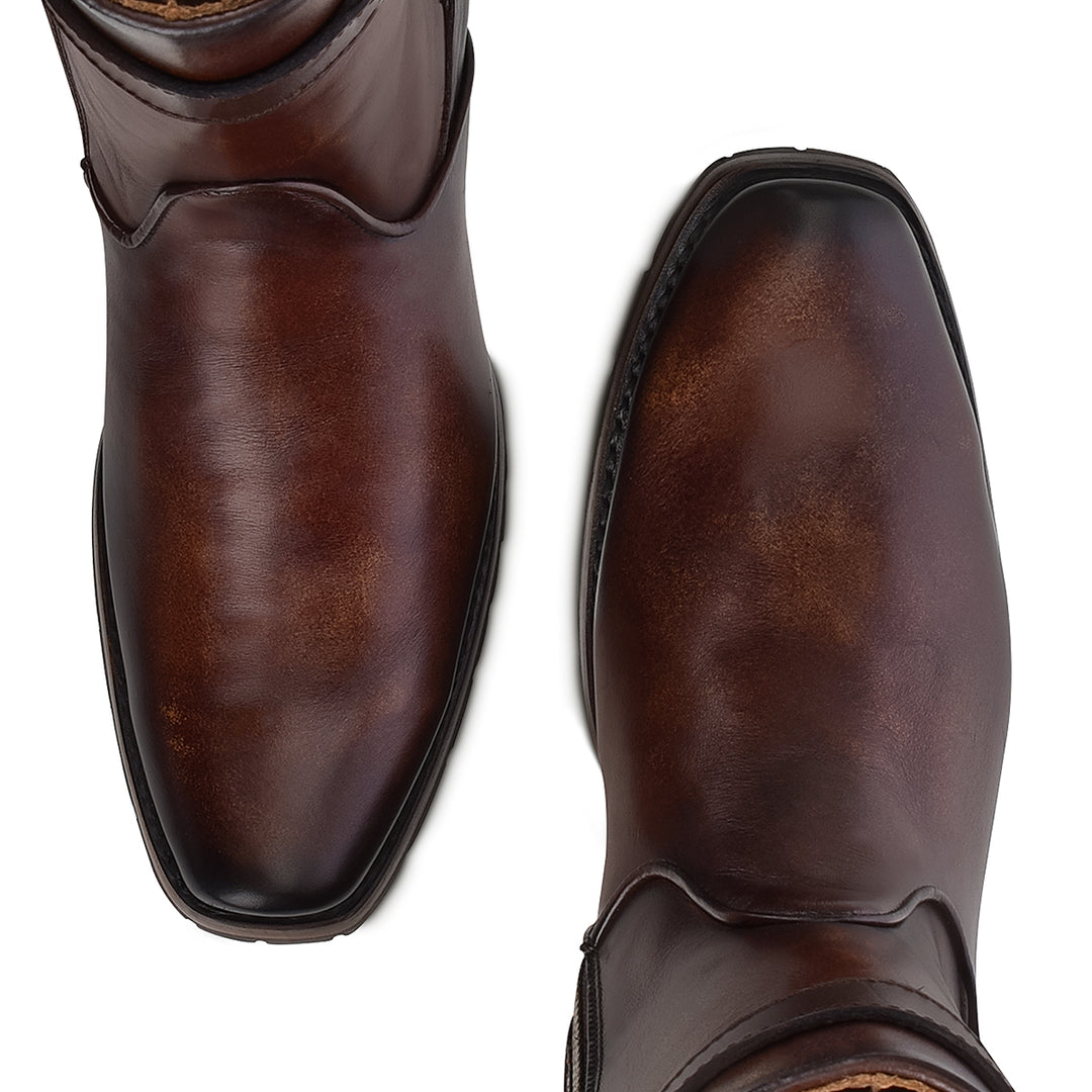 Chaos Brown Laser & Embroidery Narrow Square Toe